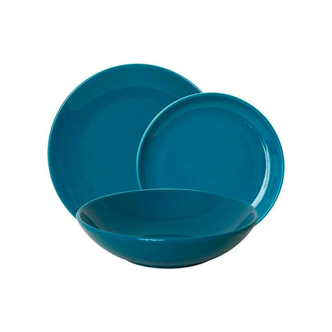 18-Piece Porcelain Dinnerware Set, Twist Teal