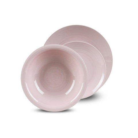 18-Piece Porcelain Twist Pink Dinnerware Set