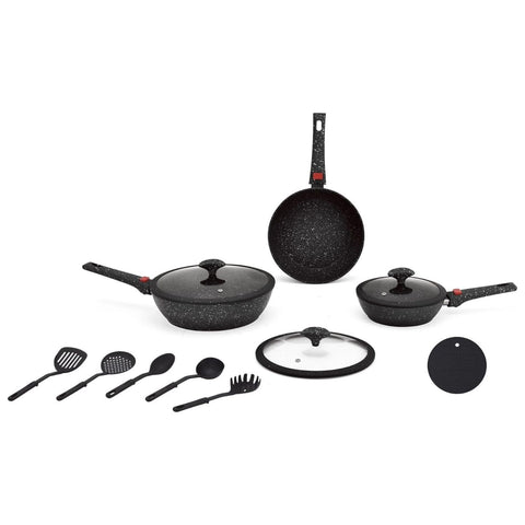 12-Piece Black Induction Pan Set with Removable Handles