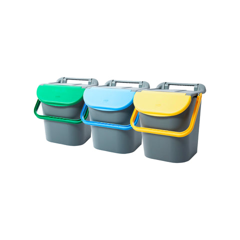 Set of 3 stackable bins for separated waste collection 30l