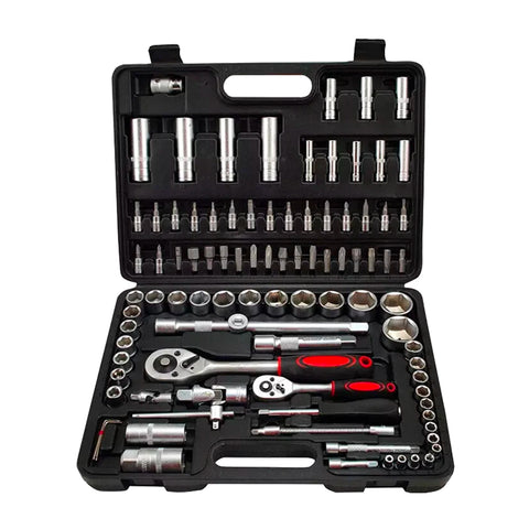 94-Piece Chrome Vanadium Tool Set with Case – Professional Mechanics Set with Ratchets, Sockets, Bits and Extensions