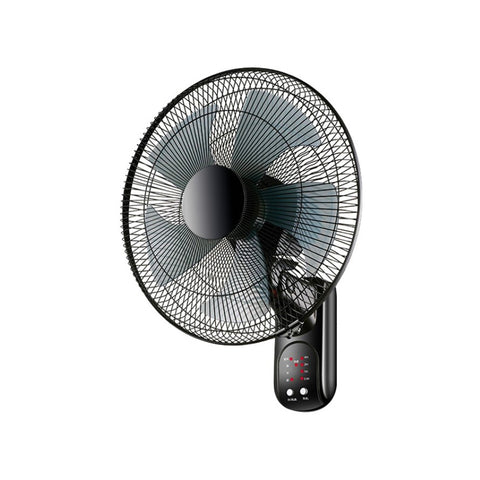 5-Blade Wall Fan, 3 Speeds, Remote Control, 60W, Black