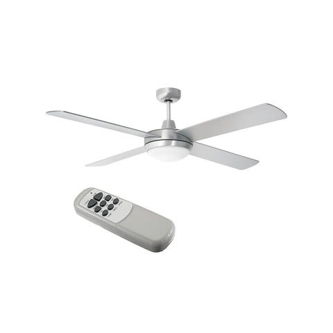 4-Blade Ceiling Fan, 3 Speeds, Light and Remote Control, 60W, White