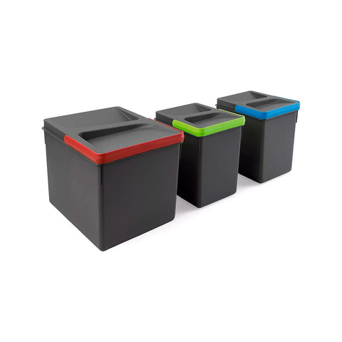 Set of 3 Separate-Waste Bins for Drawers, 26,6cm, with 60cm Base, 7/15l