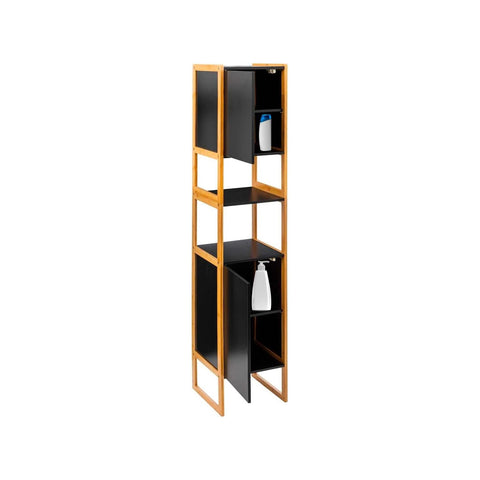 Black 2-Door Bathroom Cabinet Column 33x33x170cm
