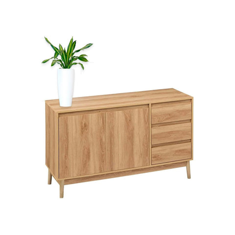 Sideboard with 3 Drawers, Natural Oak Effect, 39x76x120cm