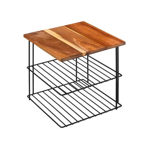 Space-Saving Corner Shelf with 2 Grid Shelves, 24cm, Black