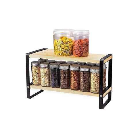 Black Space-Saving Bamboo Shelf with 2 Shelves Black