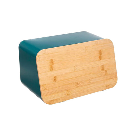 37cm Bread Box and Cutting Board, Petrol Blue