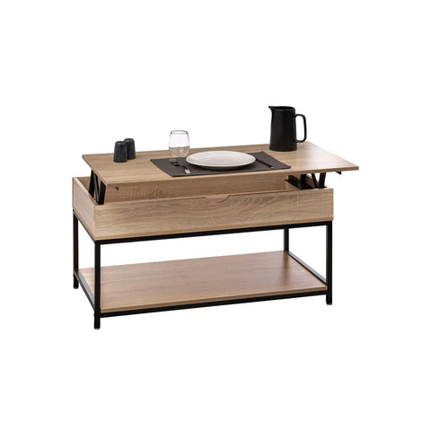 Lifting Living Room Coffee Table In Wood And Metal 95x51cm