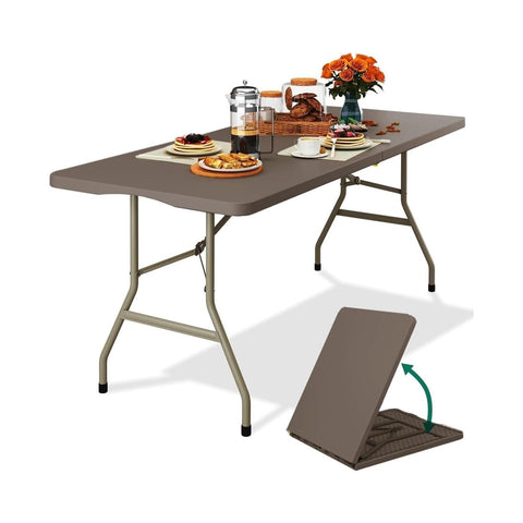 Folding suitcase table 74x76x183cm Walnut