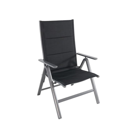 Black aluminum folding outdoor and picnic chair with adjustable backrest