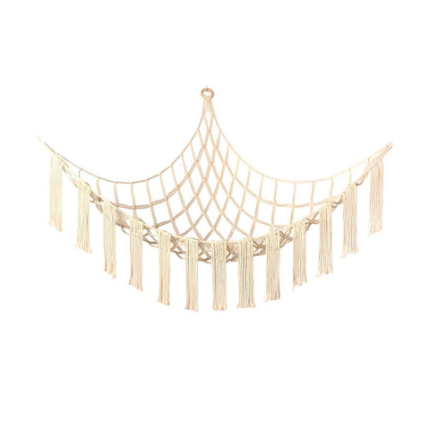 Natural Cotton Mesh Corner Hammock for Stuffed Animals and Toys - 105x140x105 cm with Assembly Kit Included