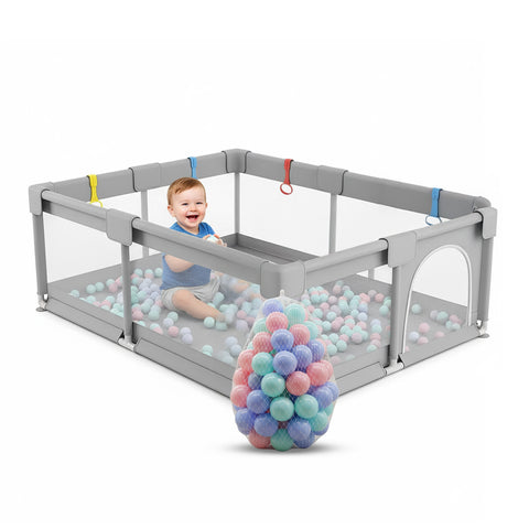 Foldable Playpen for Children with 100 Balls and 4 Rings – Safe Play Area