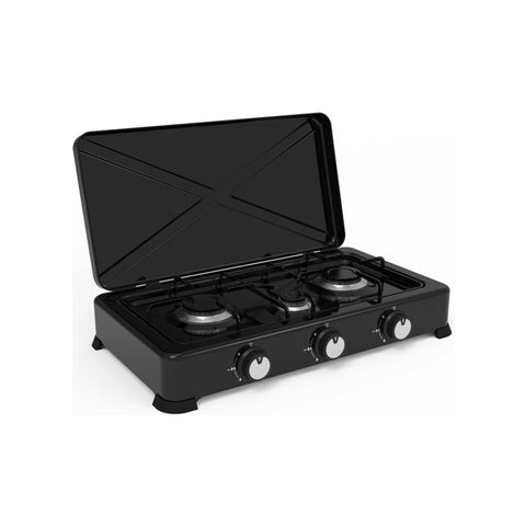 3-Burner Gas Stove with Black Lid
