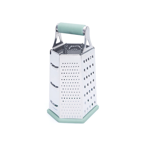 Manual 6-sided stainless steel grater with rubber base, 23cm