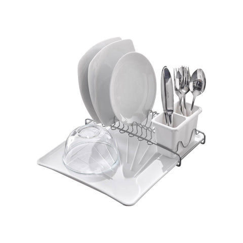 Dish Drainer with Drip Tray and Cutlery Holder 35x31x12cm