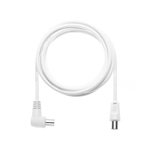 Male/Male Coaxial Extension Cable for Antenna/TV 90° 3c-2v 3m White