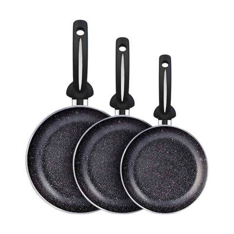 Set of 3 Non-Stick Aluminum Frying Pans, 18-22-26 cm, for Induction and Gas