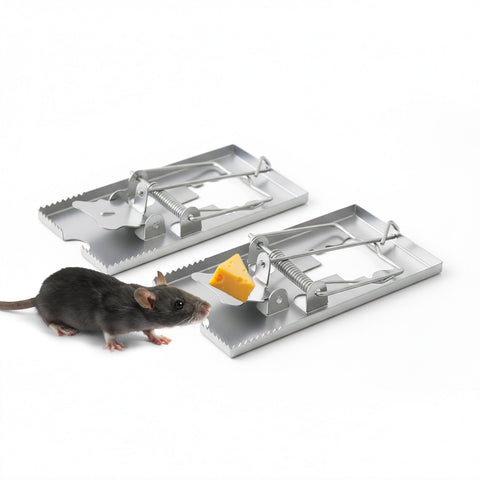 Set of 2 Metal Snap Traps for Indoor and Outdoor Use