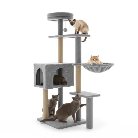 120 cm Cat Scratching Post with Bed and Multi-Level Hammock