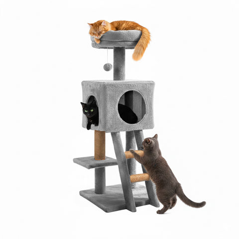 92 cm Cat Scratching Post with Bed, Ladder and Toys
