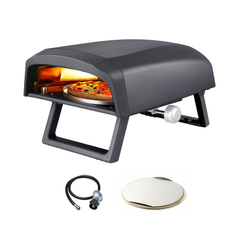 Gas Pizza Oven with Rotating Stone and Wheel 4000w 64x44x31,5cm