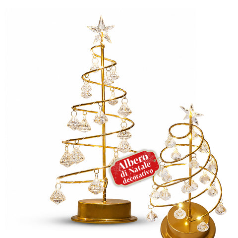 Light-Up Tabletop Christmas Tree with Copper Wire and Crystals