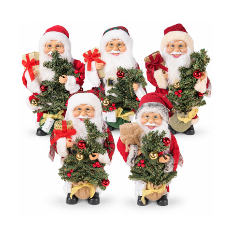 Santa Claus with Tree 40 cm, Musical Christmas Figurine with Flashing Lights, Batteries Included, Blind Box
