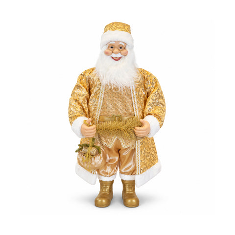 130 cm Dancing Santa Claus with Music, Gold Christmas Statue that Dances, Laughs and Sings, Multiple Modes and Songs, Fillable Base, Power Adapter Included