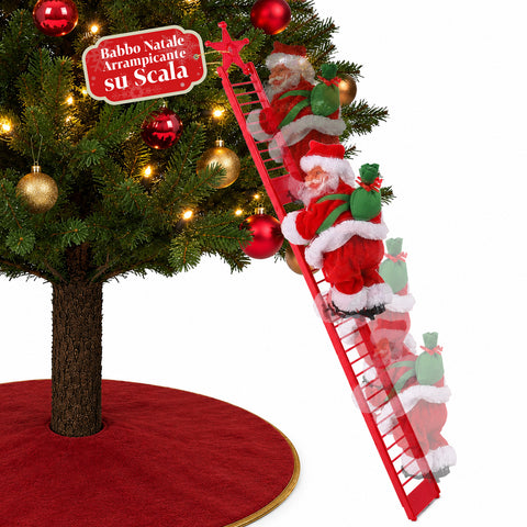 Animated Santa Claus on a Ladder with Music, Decoration H72 cm