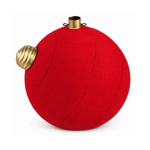 Giant Ball-Shaped Christmas Tree Base with Velvet Effect 41x41x44 cm for Trees up to 180 cm - Base Cover with Ø 4 cm Attachment, Burgundy Red or Green
