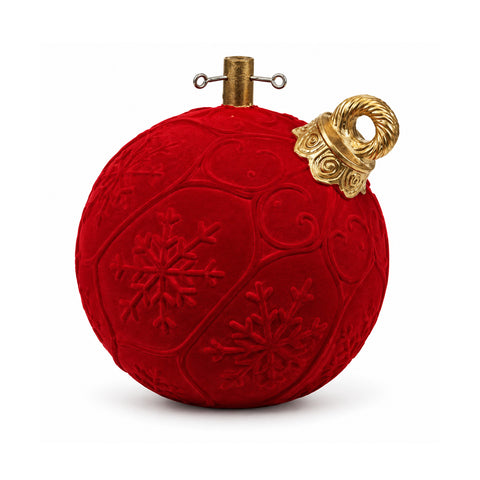Red ball-shaped Christmas tree base Ø42 cm with velvet effect