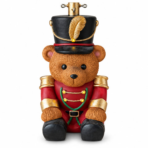 Light-Up Soldier Bear Christmas Tree Base with LEDs, 56.5 cm
