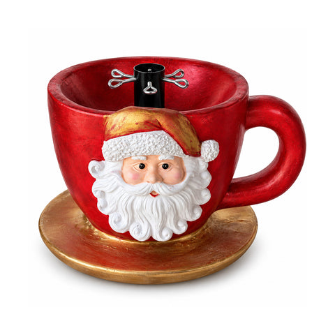 Cup-shaped Christmas tree stand with raised Santa Claus, universal 4 cm hole, for trunks up to 180 cm, weight 6 kg