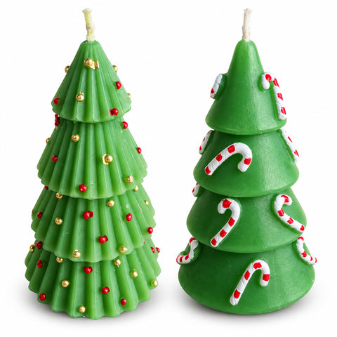 14 cm Unscented Paraffin Christmas Tree Candle, Assorted Design