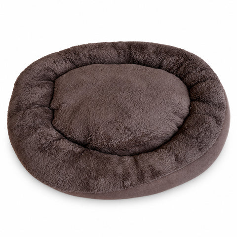 Dog and Cat Bed 60x60 cm, Soft, Available in 3 Colors, Padded Bed with Raised Edge, Polyester Plush