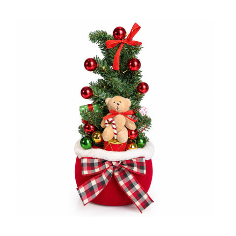 50 cm Luminous Christmas Sack Decoration with Christmas Tree, Teddy Bear and Music, LED Lights, Christmas Ornament