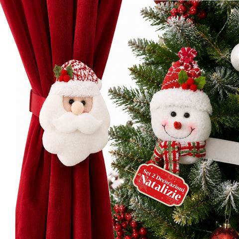Christmas Window Stickers Set 2 Santa Claus and Snowman 16x30 cm