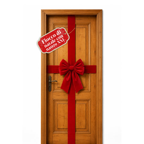 XXL Christmas Bow with Velvet Effect and Decorative Ribbon 430x200 cm
