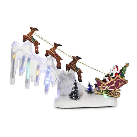 Animated Christmas Sleigh with Moving Lights and Music - 29x6x23hcm