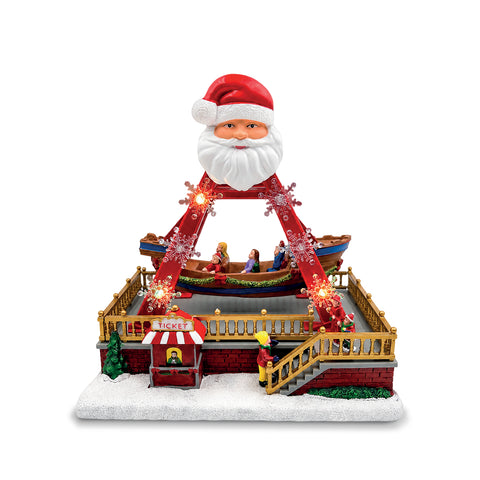 Illuminated SantaSail Christmas Carousel 27 cm with Moving Boat, LED Lights and Christmas Melodies, Light or Light-and-Music Selector, USB or Batteries