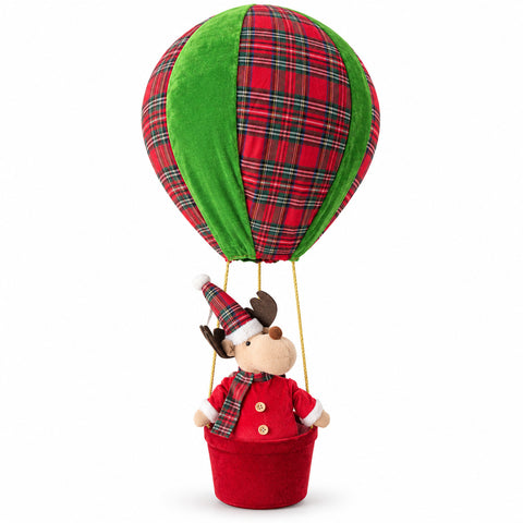 Light-up Christmas hot air balloon with Reindeer or Puppy, 92 cm
