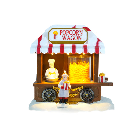 Animated Christmas Popcorn Shop with LED Lights