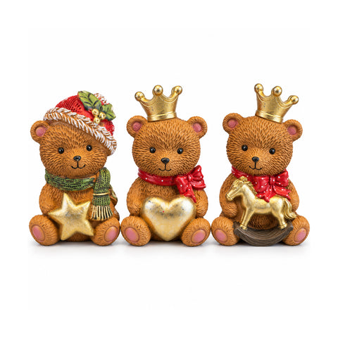 Christmas decorative polyresin bear 16x15x21 cm, Christmas bear ornament figurine, Christmas home decoration, assorted