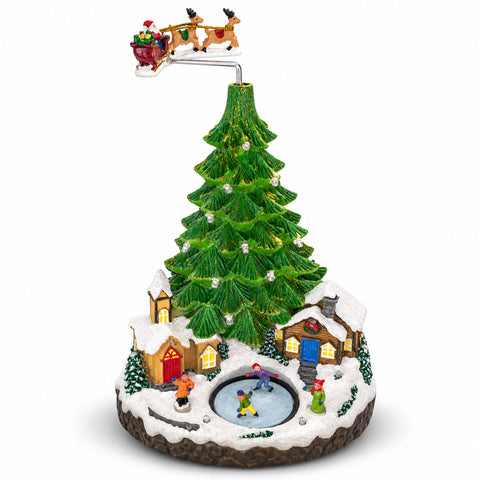 Christmas Scene with Tree, LED Lights, Music, and Movement