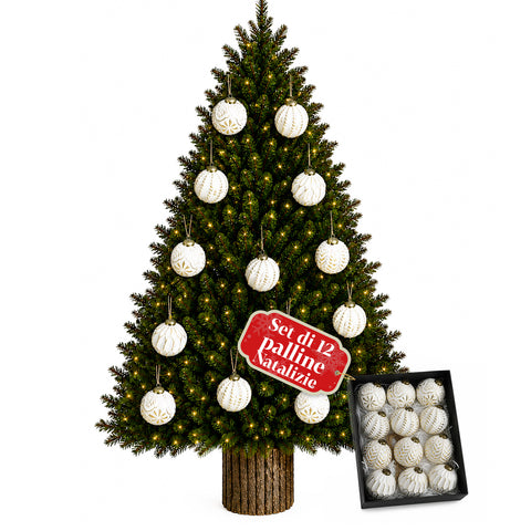 Christmas Baubles Set of 12, 8 cm, Antique Style, 2 Colors