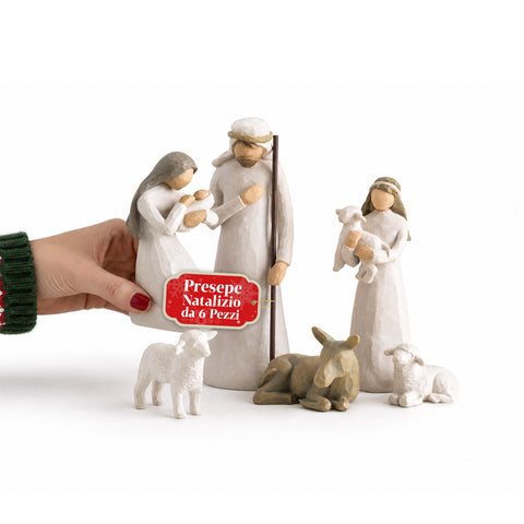 Modern 6-Piece Resin Nativity Scene with Carved Effect