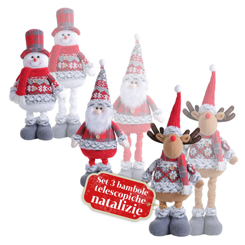 saint joy pupazzi natalizi set 3 con gambe regolabili tema scozzese o inglese ean 8050043128409