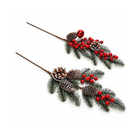 saint joy ramo di pino innevato con pigne e bacche rosse 60 cm assortito ean 8056819081282